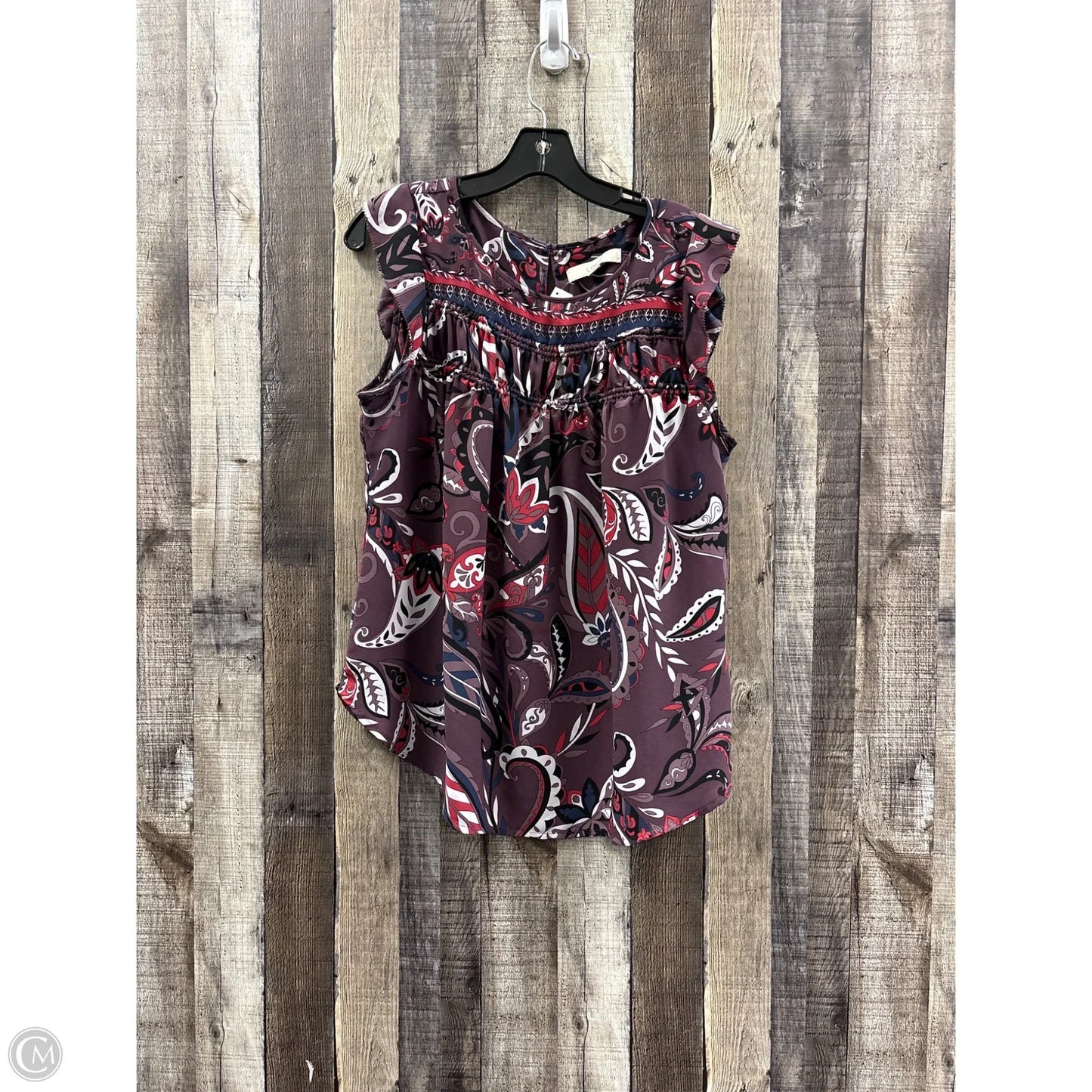 Top Sleeveless By Loft In Purple, Size: L