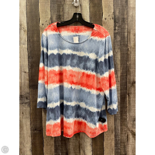 Top 3/4 Sleeve By D&co. In Tie Dye Print, Size: 1x