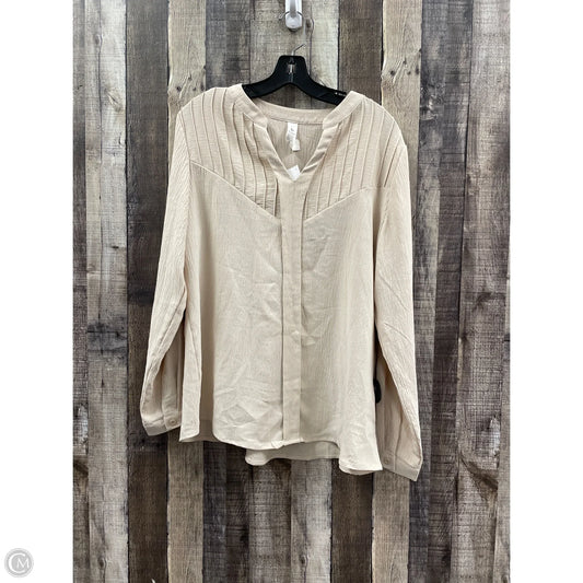 Top Long Sleeve By Cme In Tan, Size: L