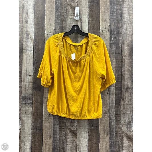 Top Short Sleeve By Loft In Gold, Size: Xl