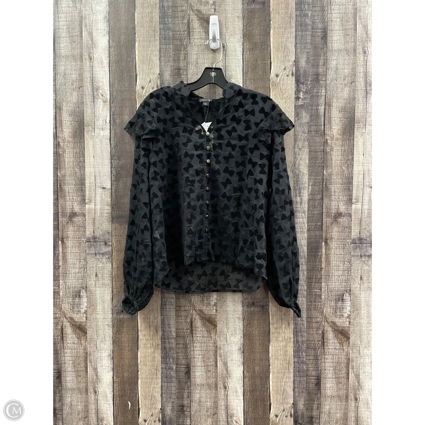 Blouse Long Sleeve By Ann Taylor In Black, Size: S