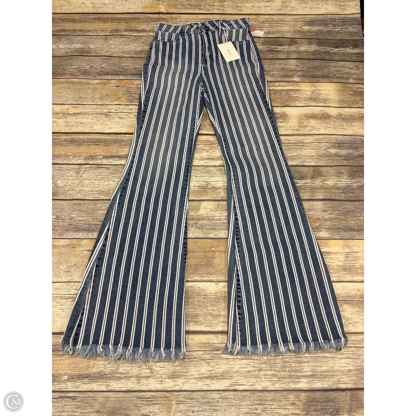 Jeans Flared By Cello In Striped Pattern, Size: 6