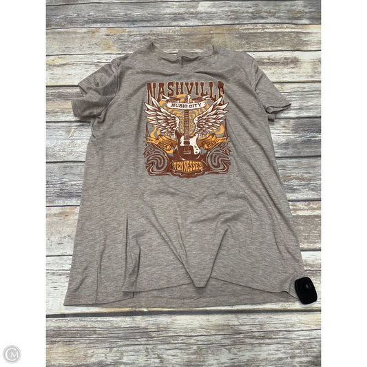 Top Short Sleeve By Cme In Tan, Size: L