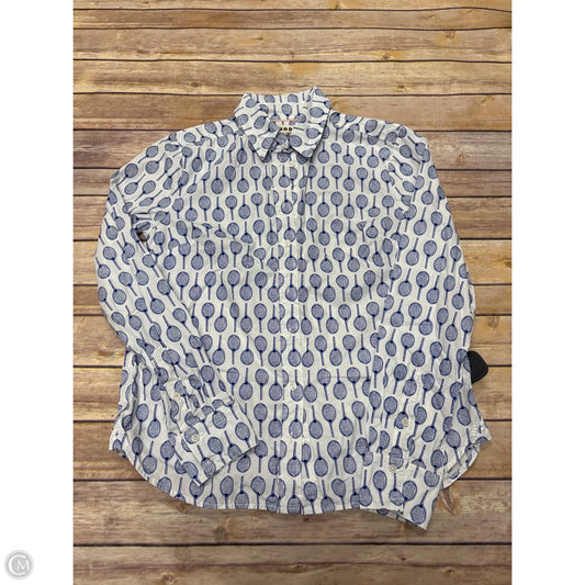 Top Long Sleeve By Boden In Blue & White, Size: S