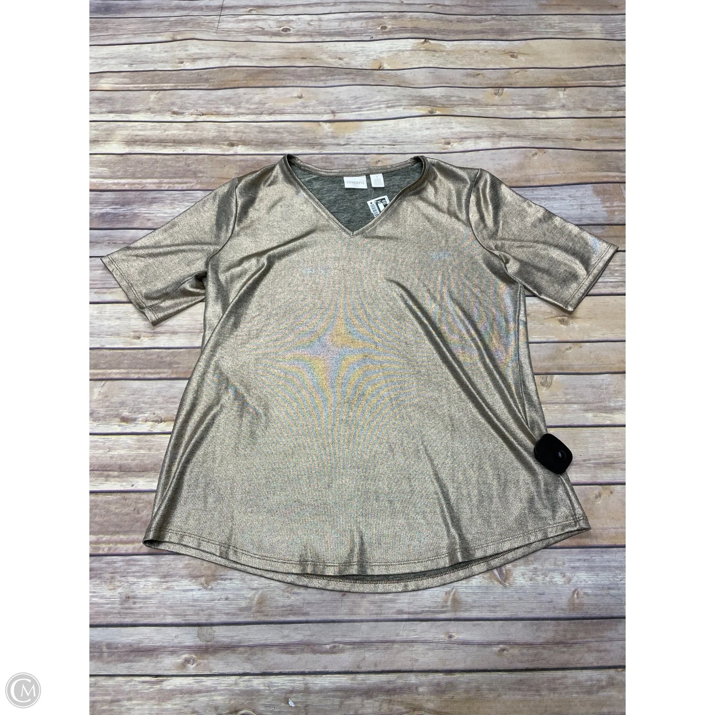 Top Short Sleeve By Chicos In Gold, Size: M