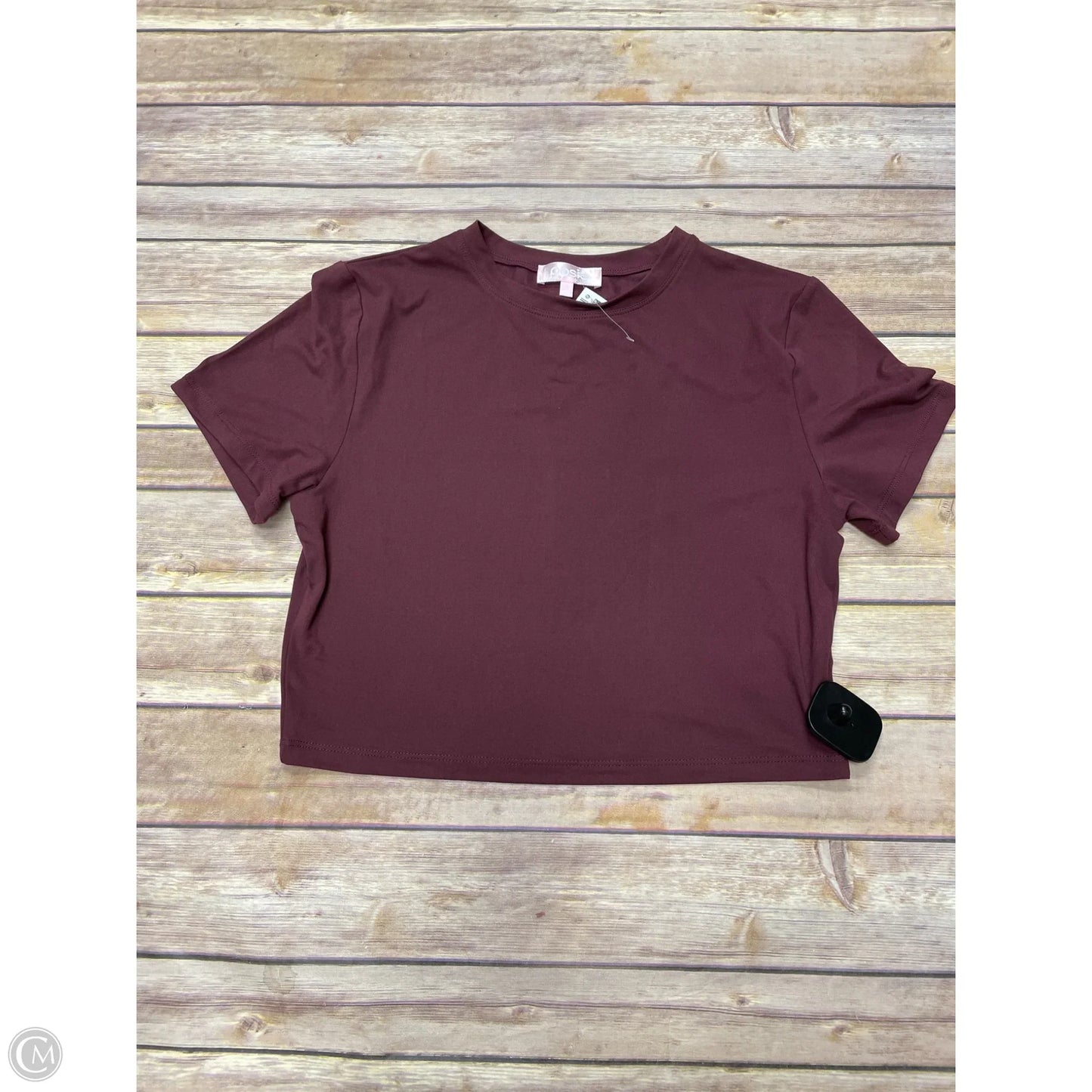Top Short Sleeve By Cme In Maroon, Size: L