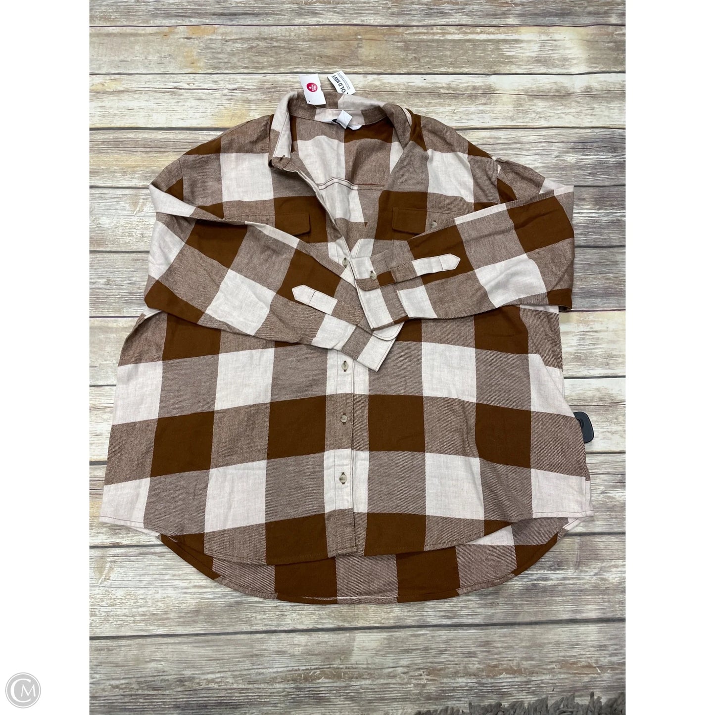 Top Long Sleeve By Old Navy In Plaid Pattern, Size: Xl