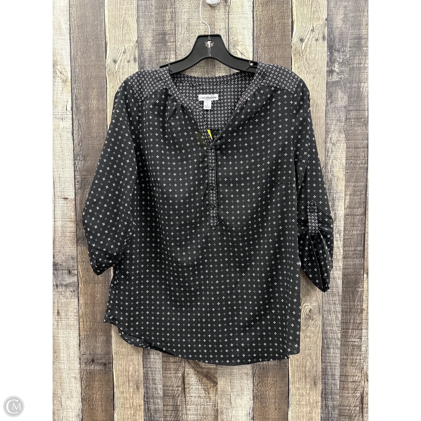 Top 3/4 Sleeve By Croft And Barrow In Black & White, Size: S