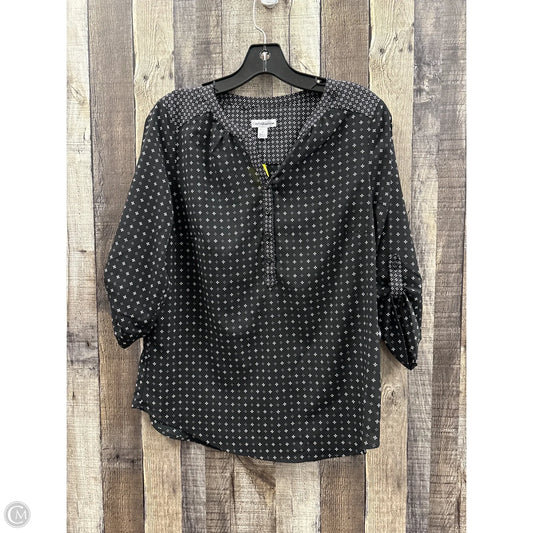 Top 3/4 Sleeve By Croft And Barrow In Black & White, Size: S