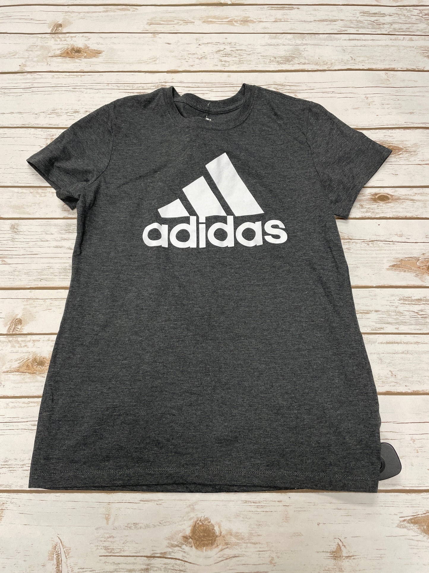Athletic Top Short Sleeve By Adidas In Grey, Size: M