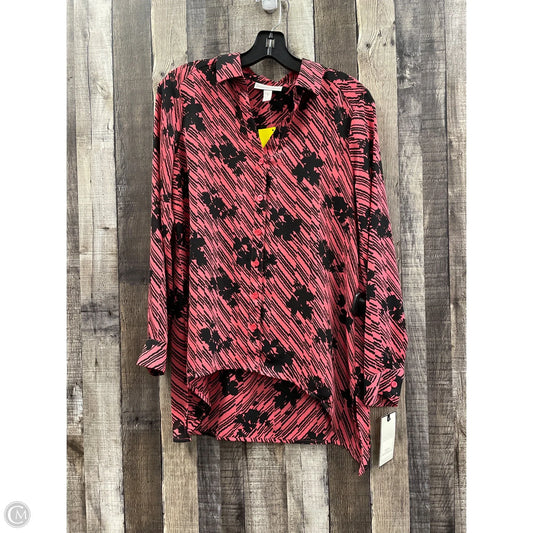 Blouse Long Sleeve By Dana Buchman In Black & Pink, Size: S