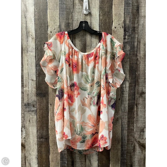 Top Short Sleeve By St Johns Bay In Floral Print, Size: 3x