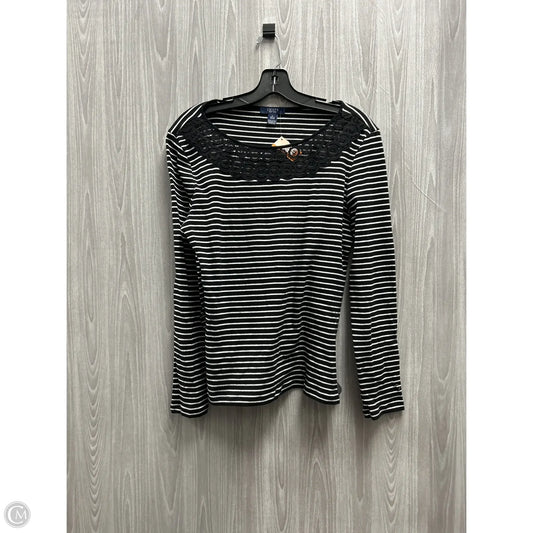 Top Long Sleeve Basic By Chaps In Striped Pattern, Size: L