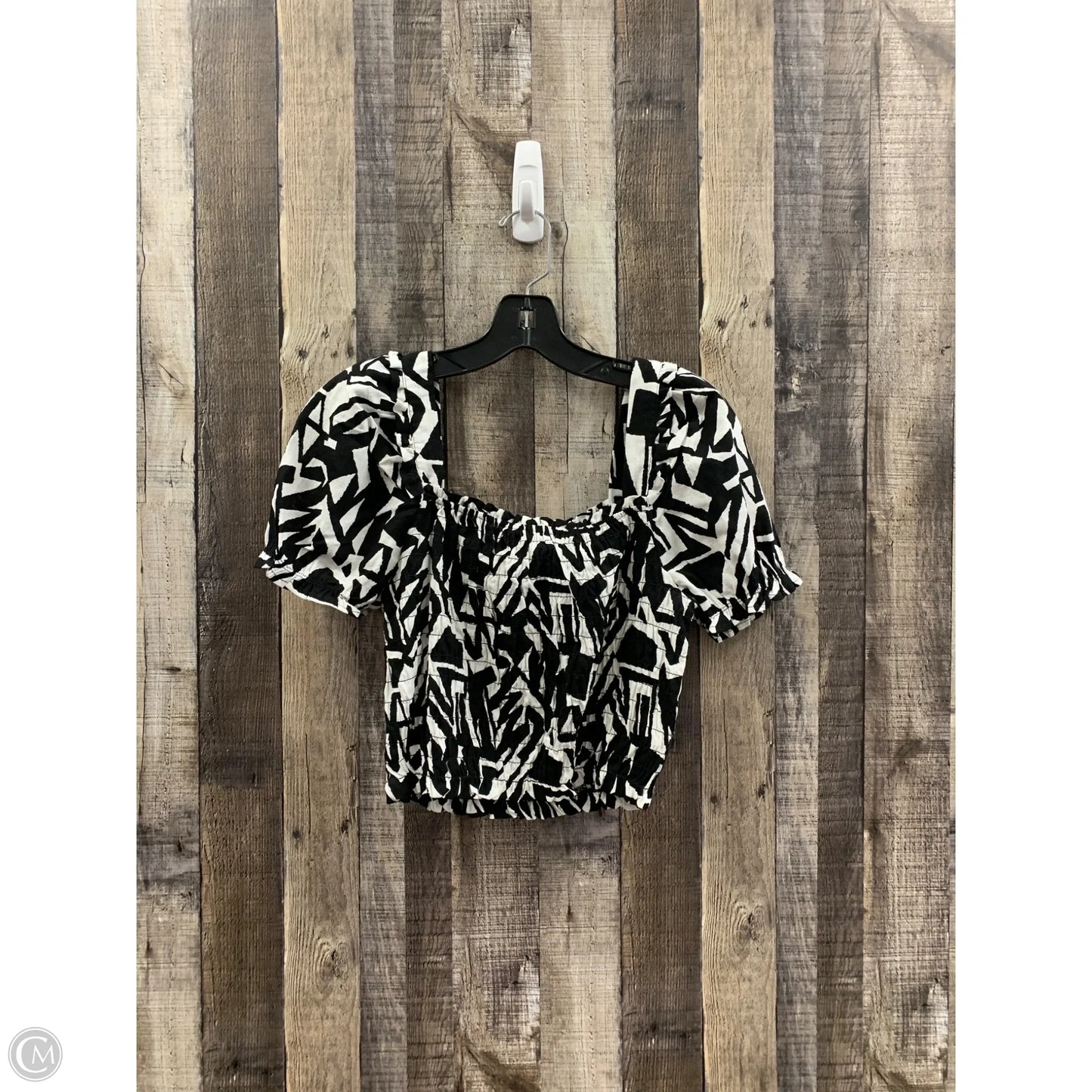 Top Short Sleeve Basic By Monteau In Black & White, Size: M