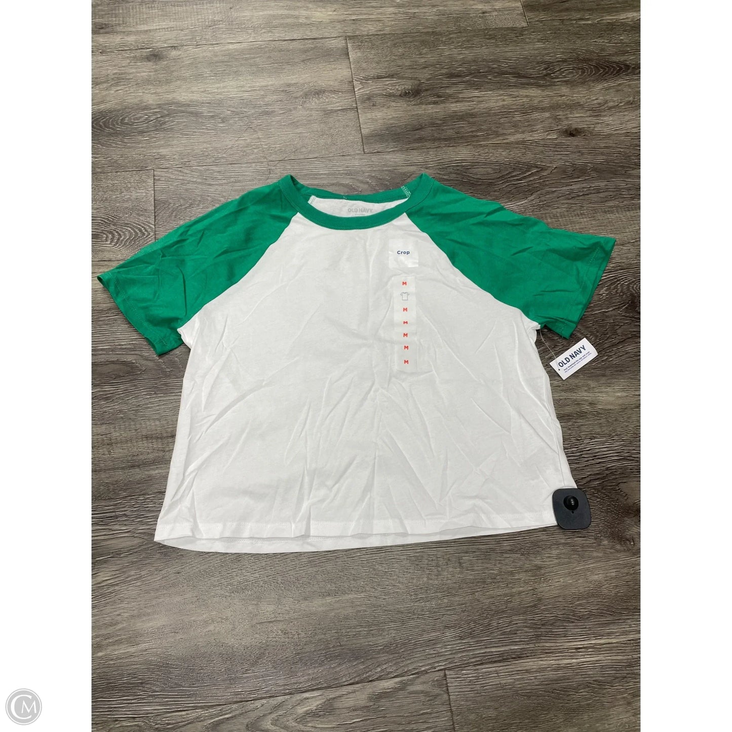 Top Short Sleeve By Old Navy In Green & White, Size: M