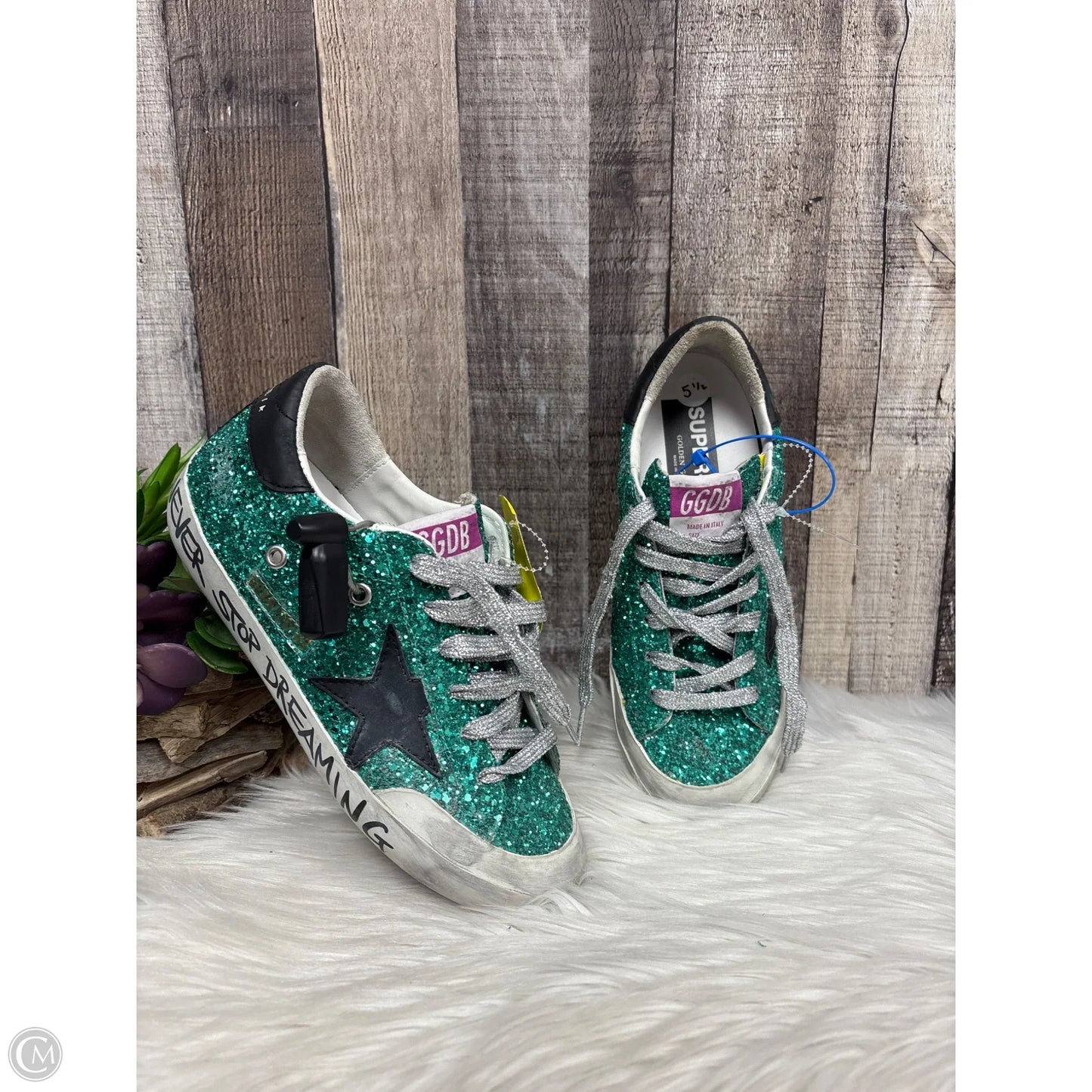 Shoes Luxury Designer By Golden Goose In Green, Size: 5.5
