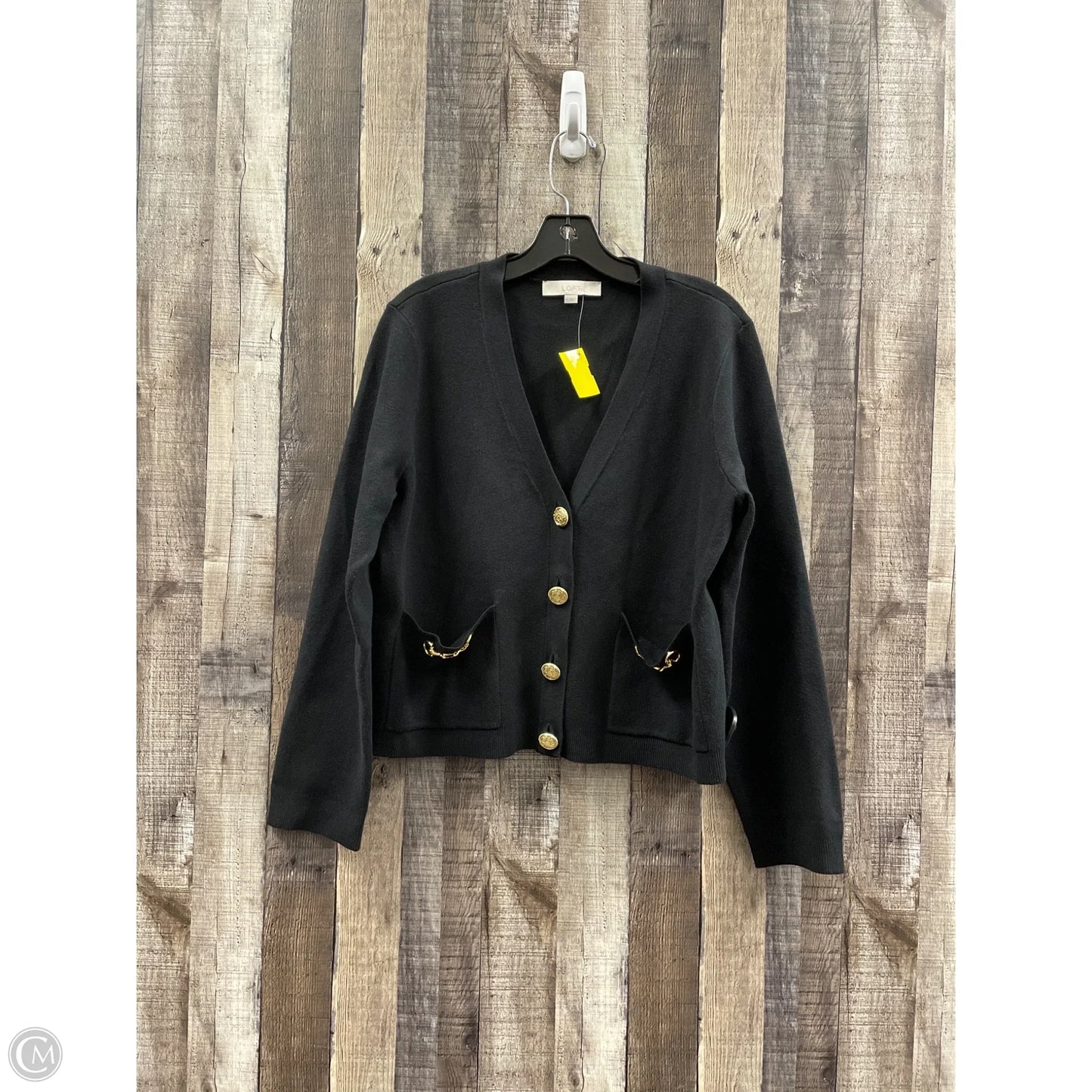 Sweater Cardigan By Loft In Black, Size: L