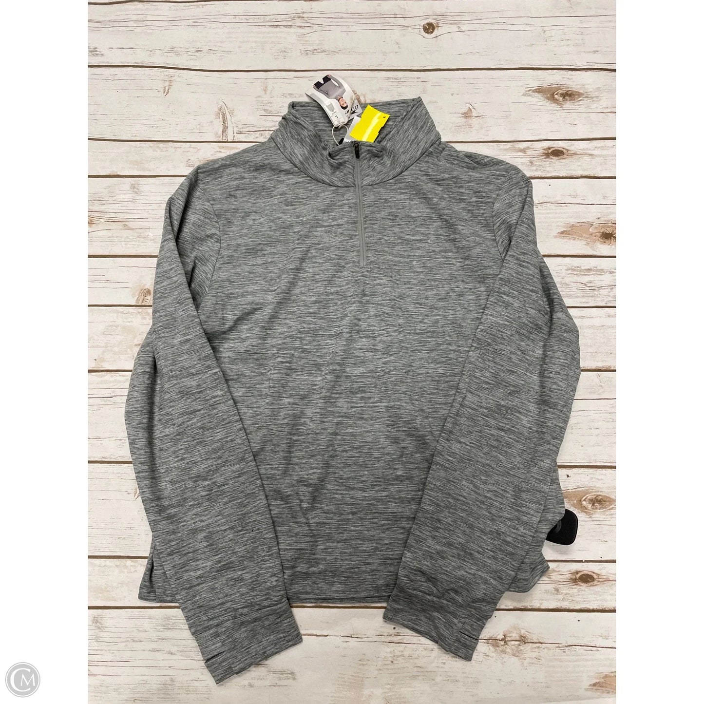 Athletic Top Long Sleeve Collar By Crane In Grey, Size: L