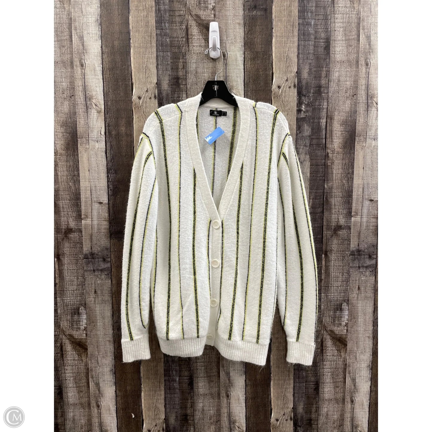 Sweater Cardigan By Volcom In Striped Pattern, Size: M
