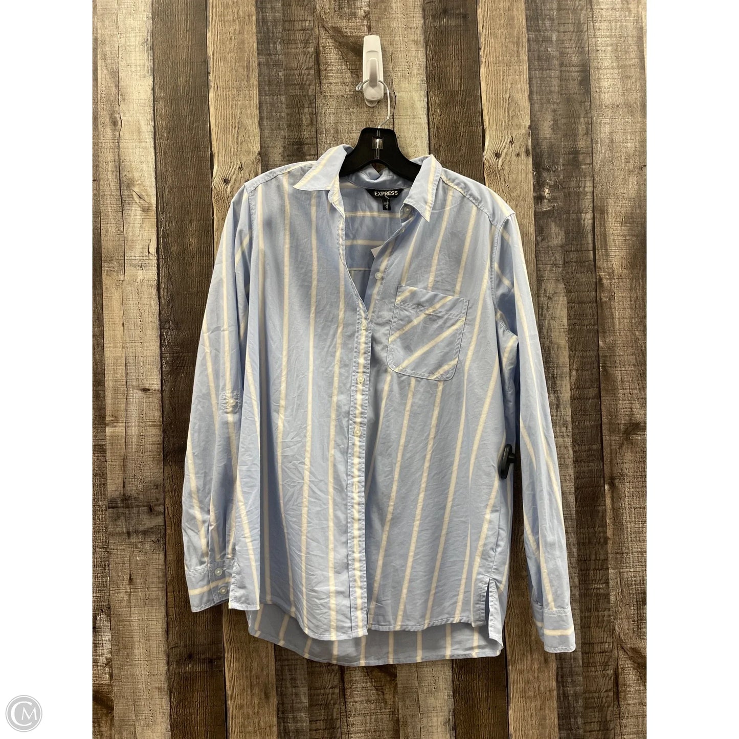 Top Long Sleeve Basic By Express In Striped Pattern, Size: M