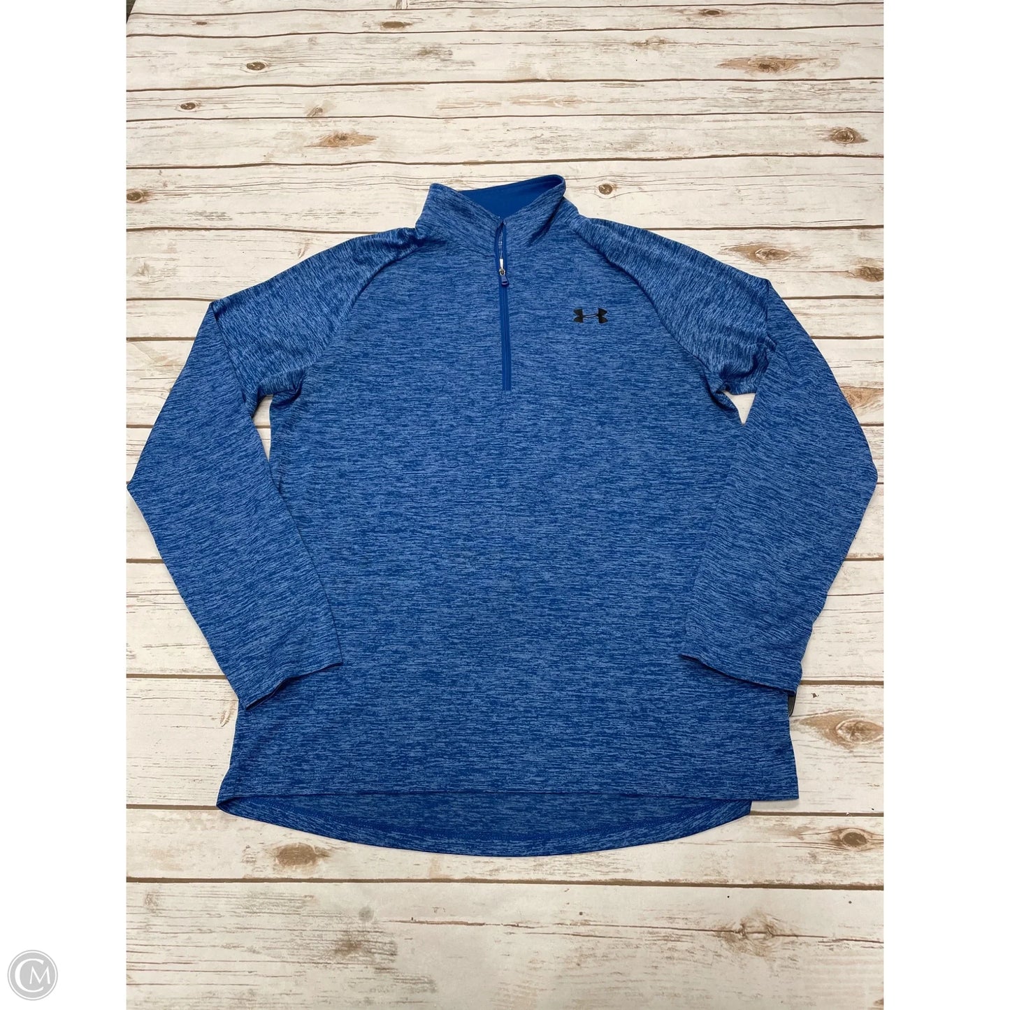 Athletic Top Long Sleeve Collar By Under Armour In Blue, Size: M