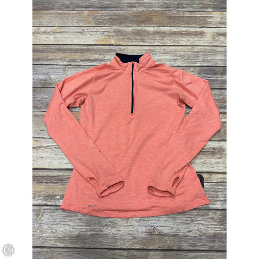 Athletic Top Long Sleeve Collar By Nike In Orange, Size: S