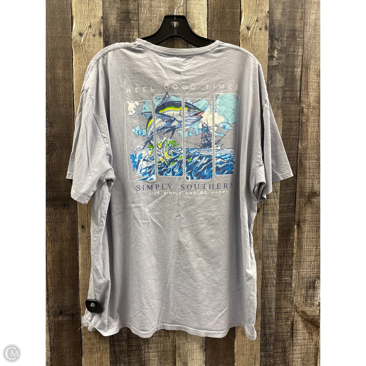 Top Short Sleeve By Simply Southern In Blue, Size: Xl