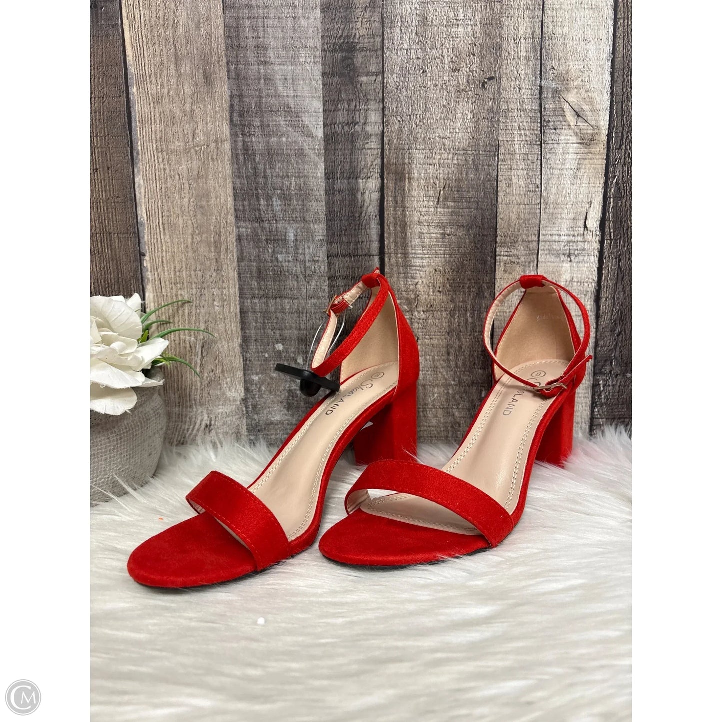 Sandals Heels Block By Cme In Red, Size: 8