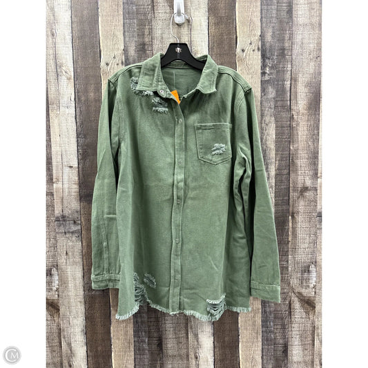 Jacket Denim By Cme In Green Denim, Size: Xl