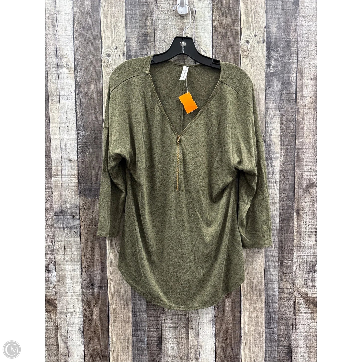 Top Long Sleeve By Perseption Concept In Green, Size: L