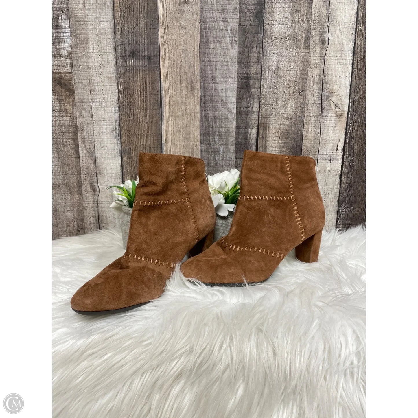 Boots Ankle Heels By Aerosoles In Brown, Size: 8.5