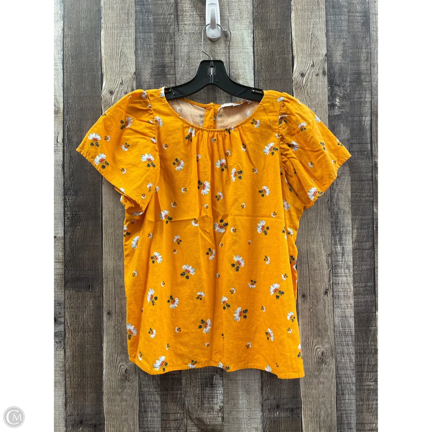 Top Short Sleeve By Loft In Yellow, Size: S