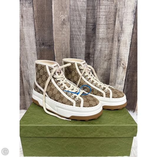 Shoes Luxury Designer By Gucci In Brown, Size: 7.5