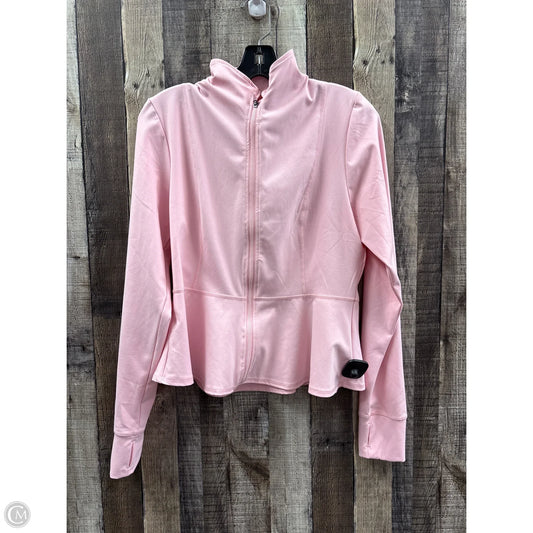 Athletic Top Long Sleeve Collar By Yogalicious In Pink, Size: L