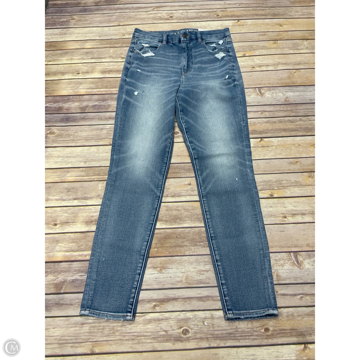 Jeans Skinny By American Eagle In Blue Denim, Size: 8