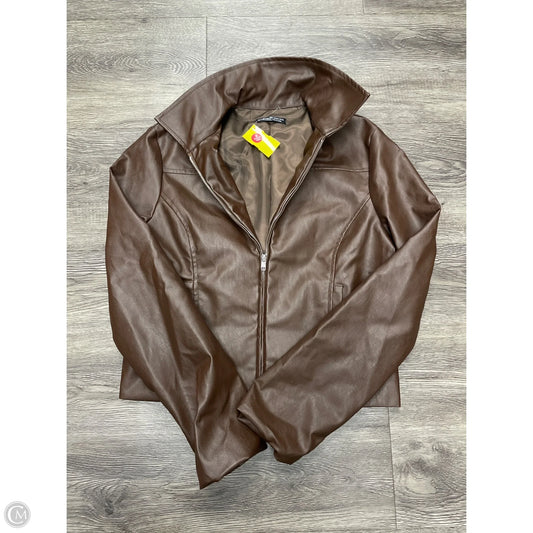 Jacket Leather By Shein In Brown, Size: L