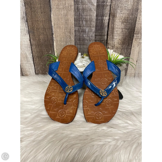 Sandals Designer By Tory Burch In Blue & Brown, Size: 8