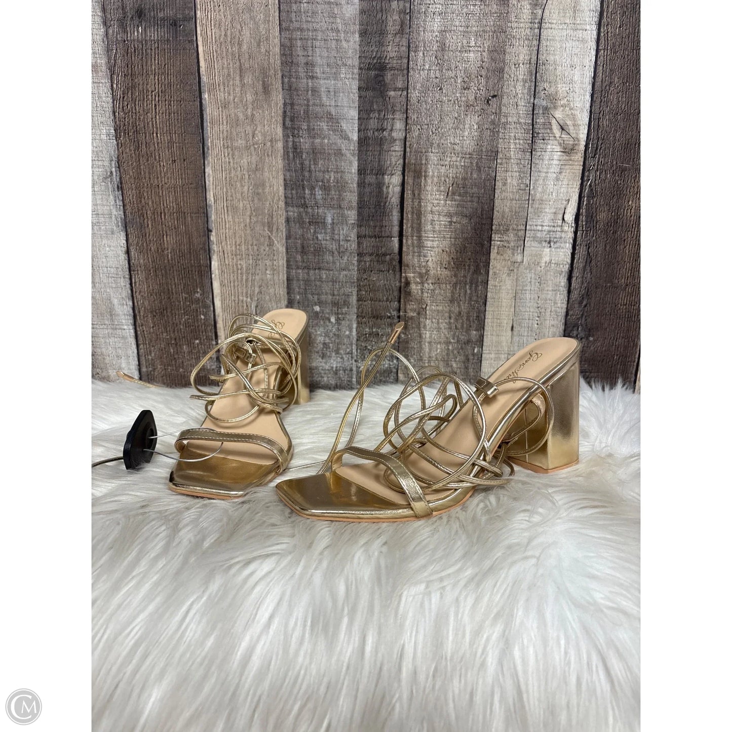 Shoes Heels Block By Cme In Gold, Size: 8.5