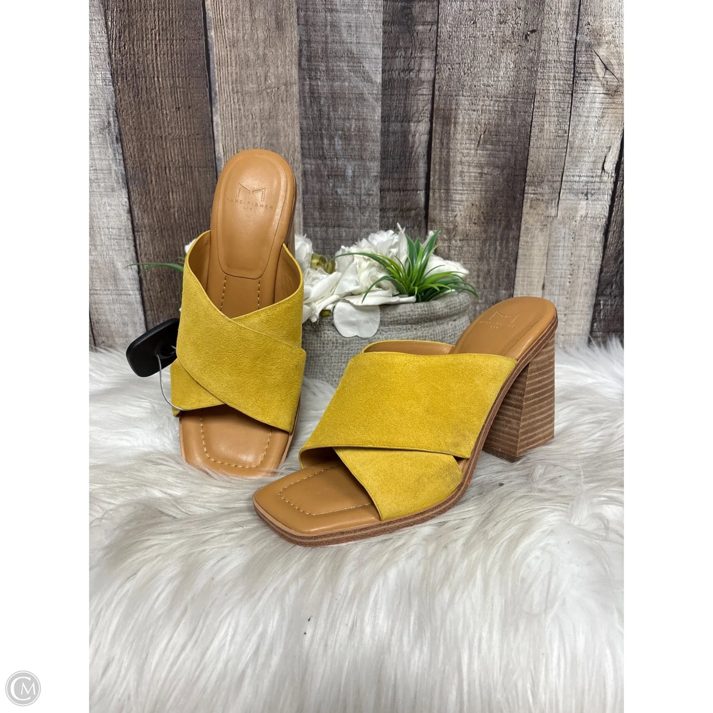 Sandals Heels Wedge By Marc Fisher In Yellow, Size: 7