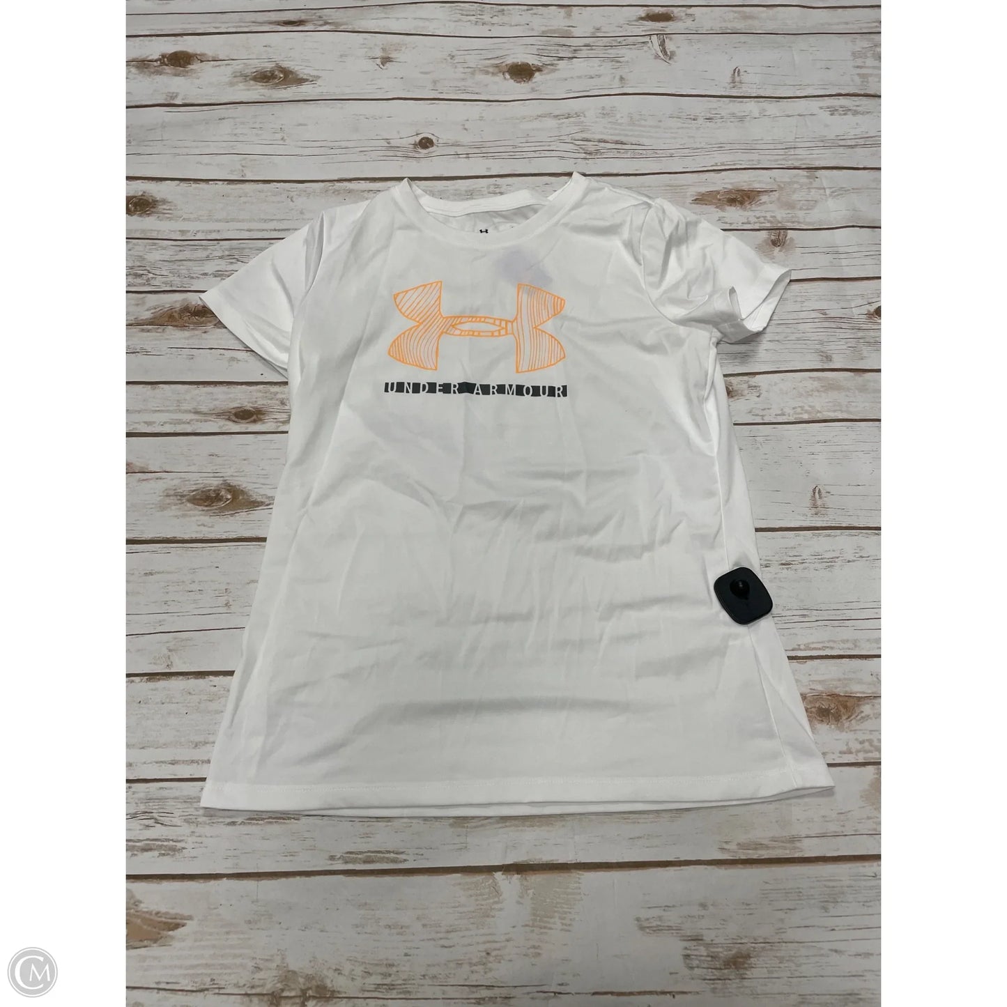 Athletic Top Short Sleeve By Under Armour In White, Size: M