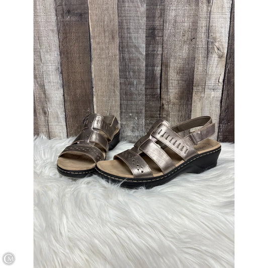 Sandals Heels Wedge By Clarks In Multi-colored, Size: 9.5