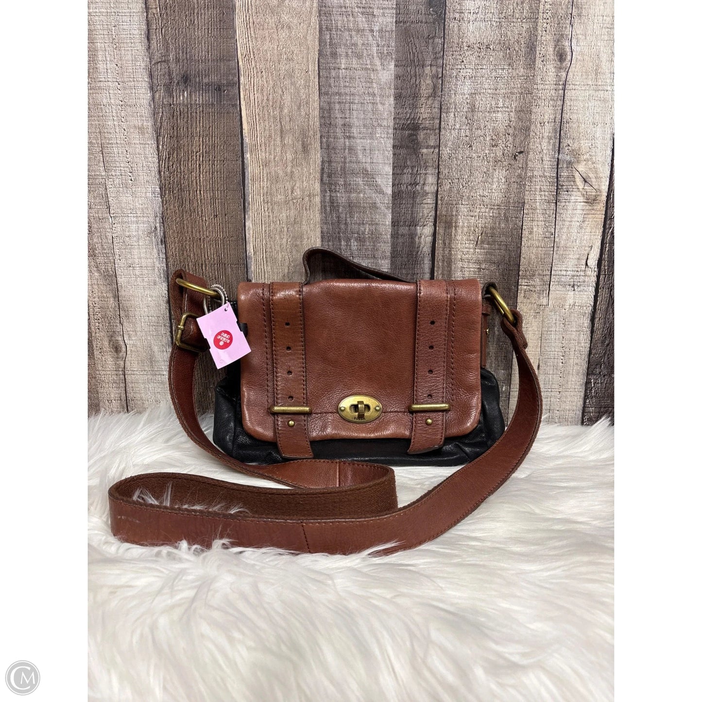 Crossbody Leather By Fossil, Size: Medium