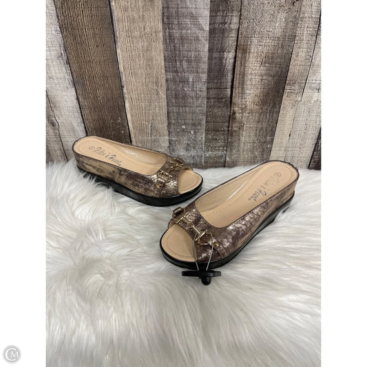 Sandals Heels Platform By Cme In Bronze, Size: 8