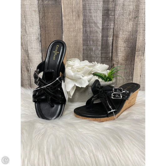 Sandals Heels Wedge By Cole-haan In Black & Brown, Size: 6.5