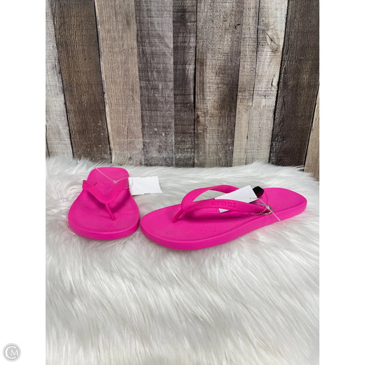 Sandals Flip Flops By Crocs In Pink, Size: 8