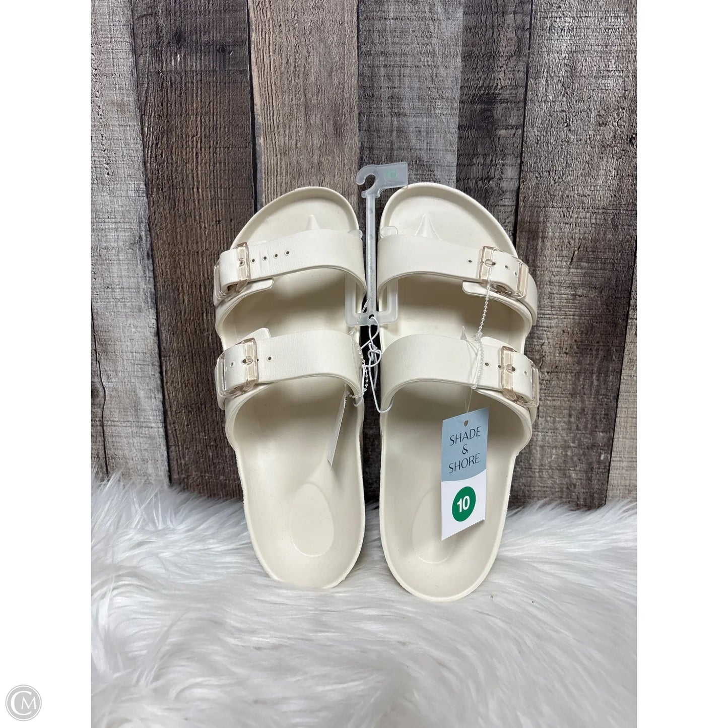 Sandals Flats By Shade & Shore In Ivory, Size: 10