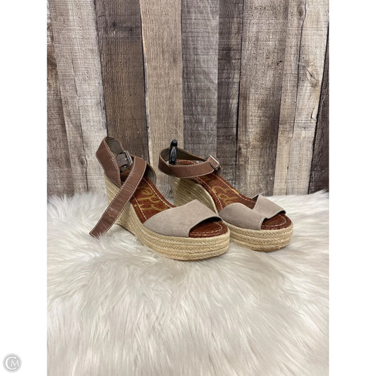 Sandals Heels Wedge By Sam Edelman In Brown & Tan, Size: 10.5