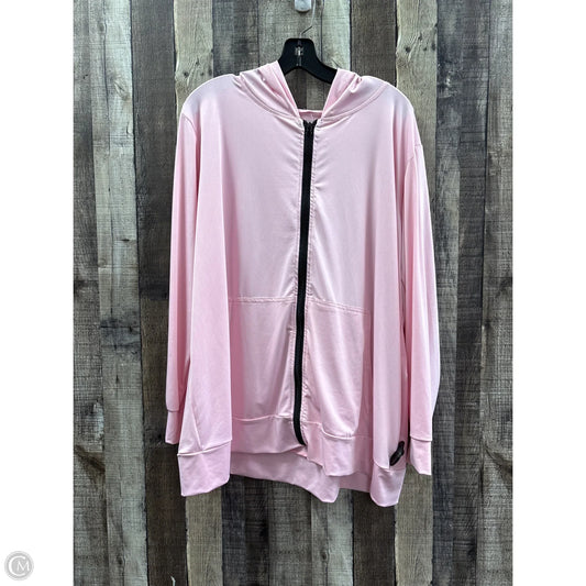 Athletic Top Long Sleeve Hoodie By Real Essentials In Pink, Size: 2x