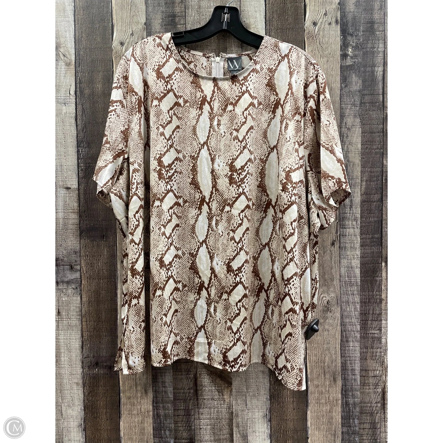 Top Short Sleeve By Worthington In Snakeskin Print, Size: 2x