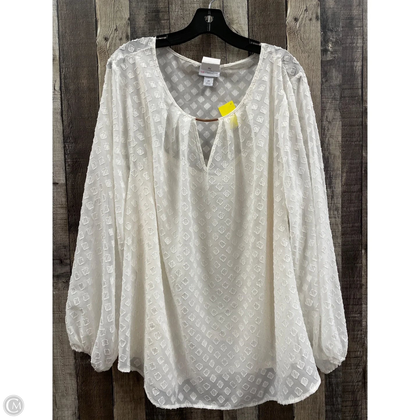 Top Long Sleeve By Liz Claiborne In Cream, Size: 2x